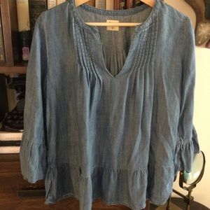 Lightweight Denim Peasant Shirt